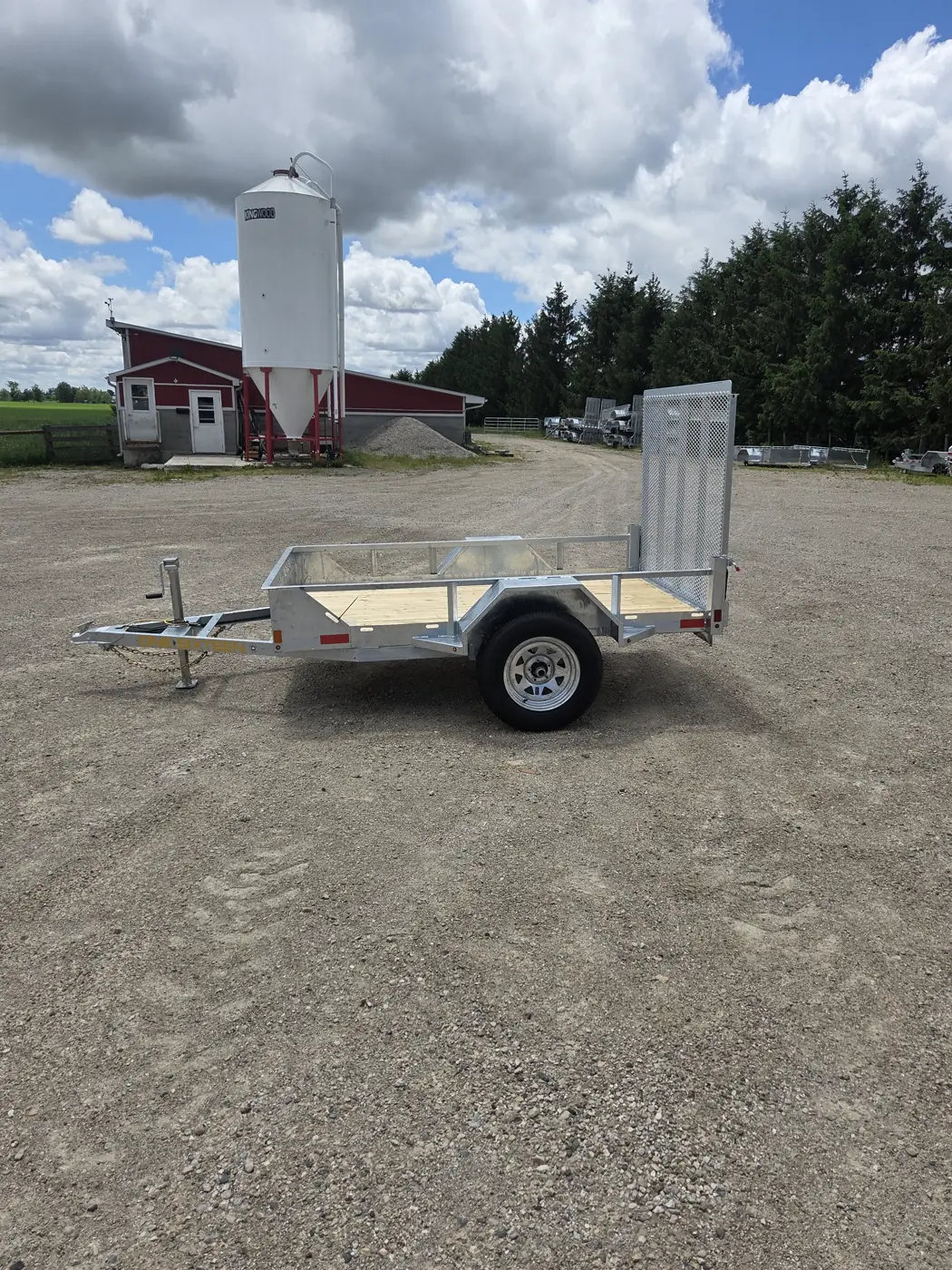 Single Axle Open Rail utility trailer side profile