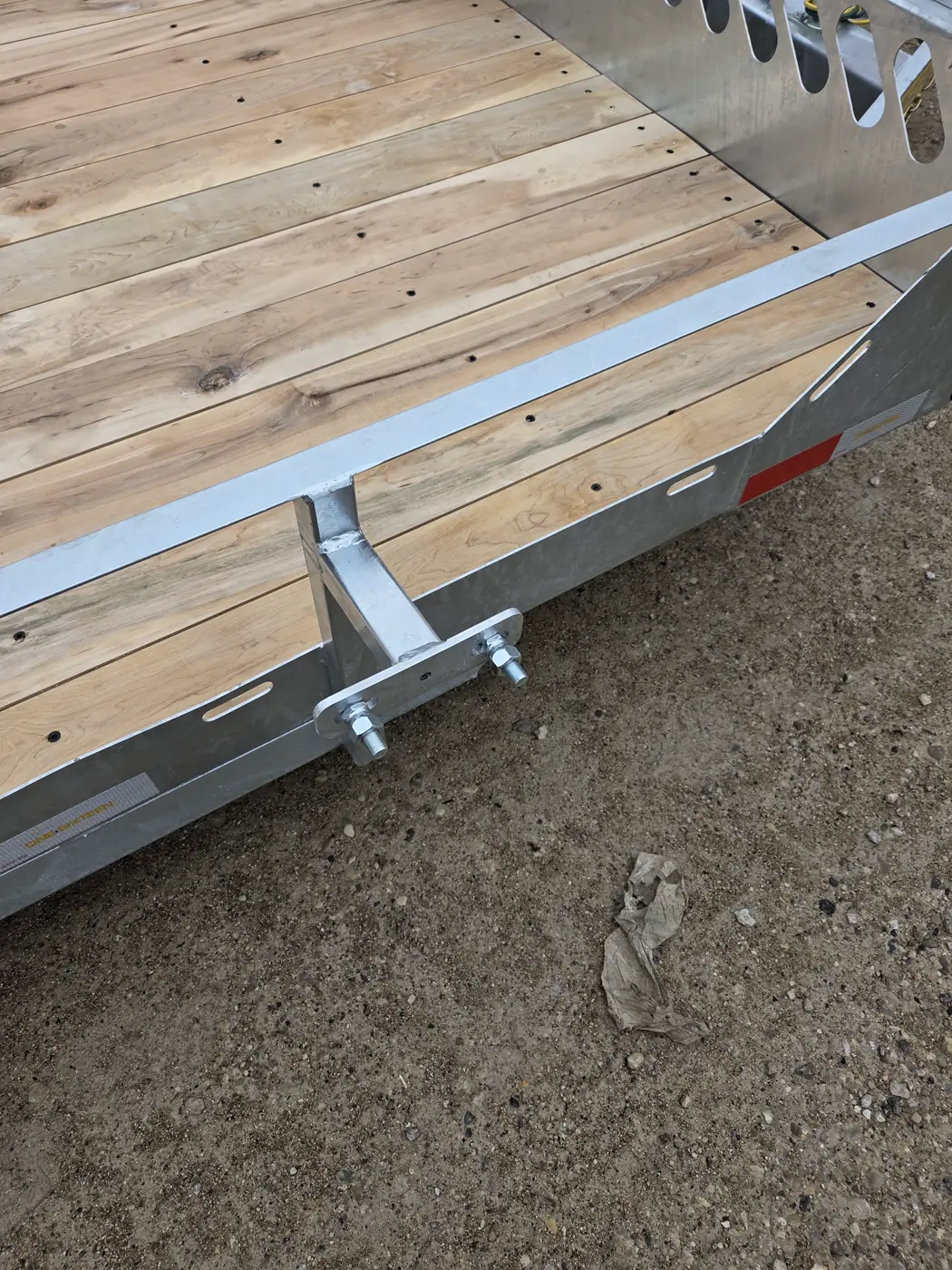 Single Axle Open Rail wood deck and tie-down detail