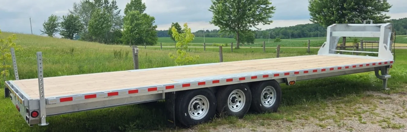 Three-axle gooseneck flatdeck trailer